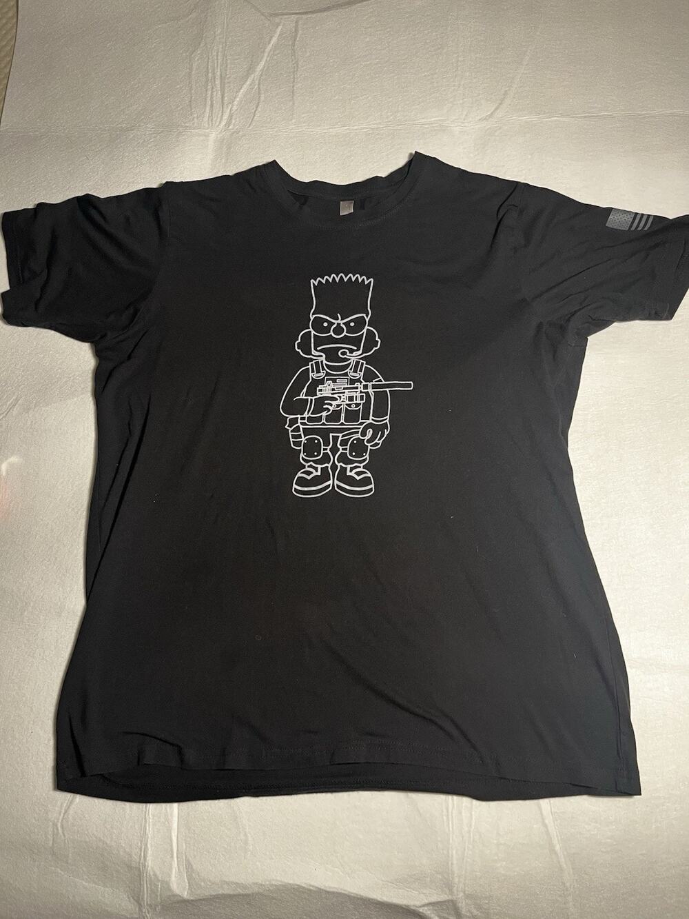 Dump Box Bart Simpson Tactical T-Shirt XXL Black Graphic Tee Short Sleeve Adult
